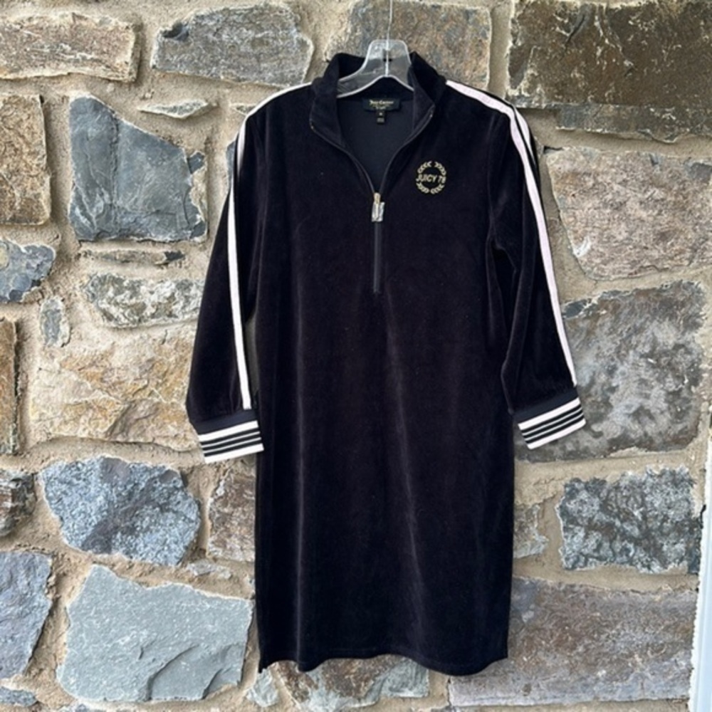 Juicy Couture Black Label NWOT Black Terry Cloth Long Sleeve Mini Dress Size M